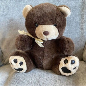 America Wego 12” Patch Foot Teddy Bear Brown Sitting Plush Stuffed Animal